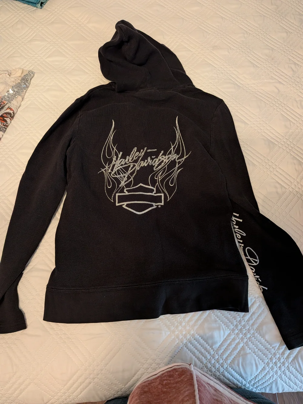 Harley-Davidson Black Crewneck Hoodie with Script Logo